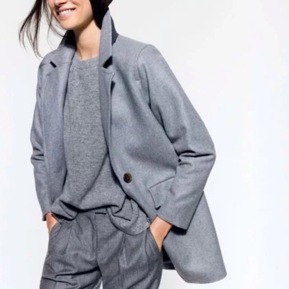 J.CREW MELTON WOOL Manifattura di Carmignano Italy GREY BOYFRIEND COAT sz 4